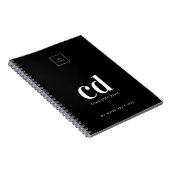 Carnet Logo noir blanc monogramme initiales entreprise (Côté Droit)
