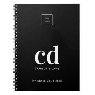 Carnet Logo noir blanc monogramme initiales entreprise