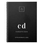 Carnet Logo noir cuir monogramme initiales entreprise (Devant)