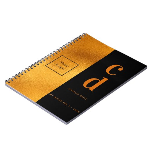 Carnet Logo noir monogramme or affaires (Côté gauche)