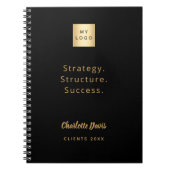 Carnet Logo noir or motivation citation entreprises (Devant)