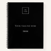 Carnet Logo nom monogramme noir blanc code QR affaires (Devant)