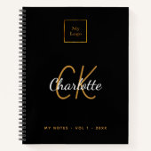 Carnet Logo or noir monogramme entreprise moderne (Devant)