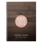 Carnet Logo personnalisé Agent immobilier aspect bois (Devant)