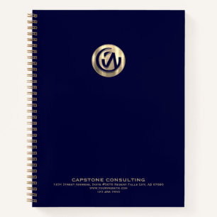 Carnet Logo professionnel Marine Bleu et Or