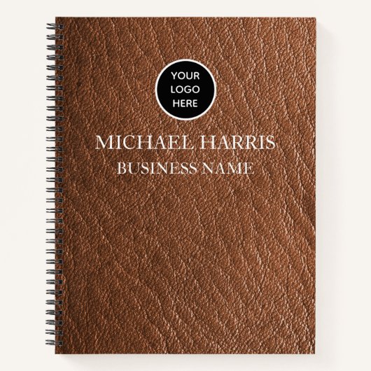 Carnet Logo professionnel Monogramme en cuir Brown Busine (Devant)