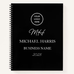 Carnet Logo Professionnel Monogramme Noir Entreprise Init