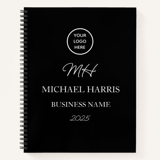 Carnet Logo Professionnel Monogramme Noir Entreprise Init (Devant)