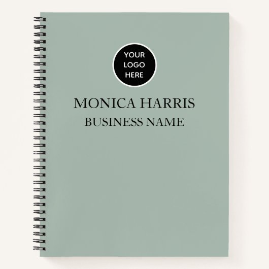 Carnet Logo Professionnel Sage Green Monogram Entreprise (Devant)