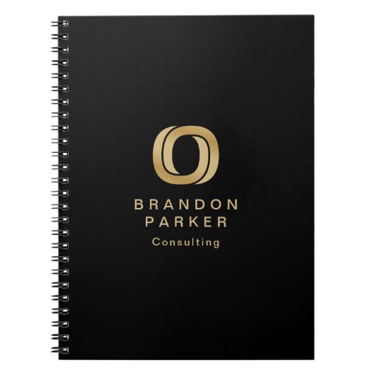 Carnet Logo professionnel simple Gold sur Noir (Devant)
