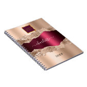 Carnet logo rose or burgundy agate marbre (Côté Droit)