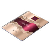 Carnet logo rose or burgundy agate marbre (Côté gauche)