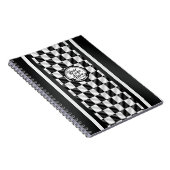Carnet Logo Sport Noir Blanc Damier de Course (Côté Droit)