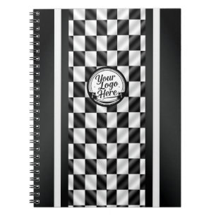 Carnet Logo Sport Noir Blanc Damier de Course