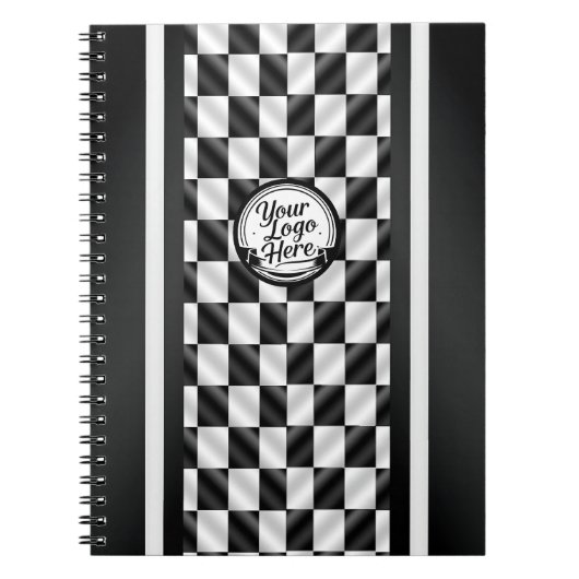 Carnet Logo Sport Noir Blanc Damier de Course (Devant)
