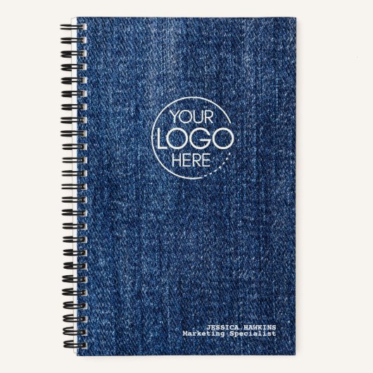 Carnet Logo tendance Worn Blue Denim Modern (Recto)