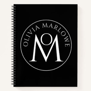 Carnet Logo unique en noir blanc monogramme