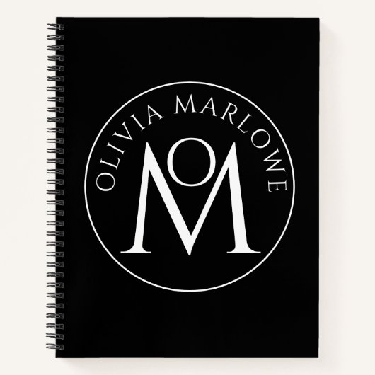 Carnet Logo unique en noir blanc monogramme (Devant)