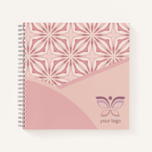 Carnet Logo Unique ou Code QR Motif Géométrique Rose (Devant)