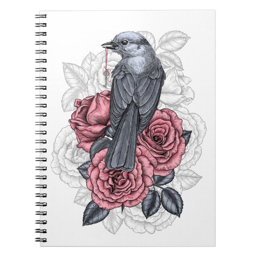 Carnet L'oiseau avec la clé argentée (Devant)