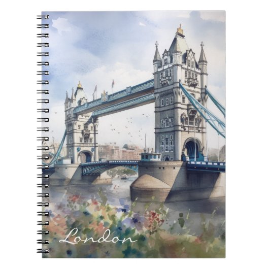 Carnet London Tower Bridge Travel Watercolor (Devant)