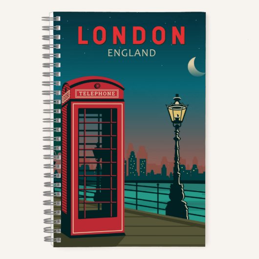 Carnet Londres Angleterre Retro Travel Art Vintage (Recto)