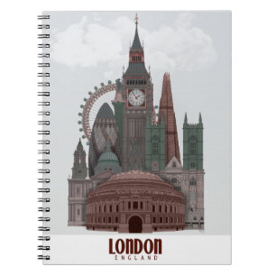 Carnet Londres en nuages rouges et verts