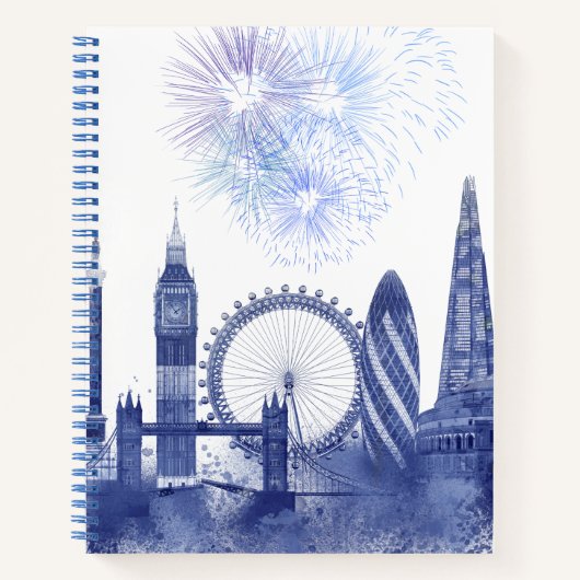 Carnet Londres Skyline - Aquarelle bleue (Devant)