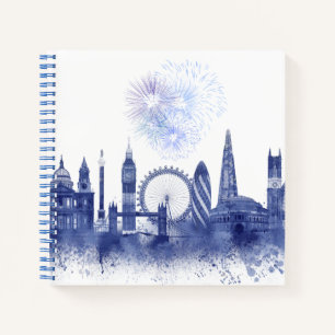 Carnet Londres Skyline - Aquarelle bleue