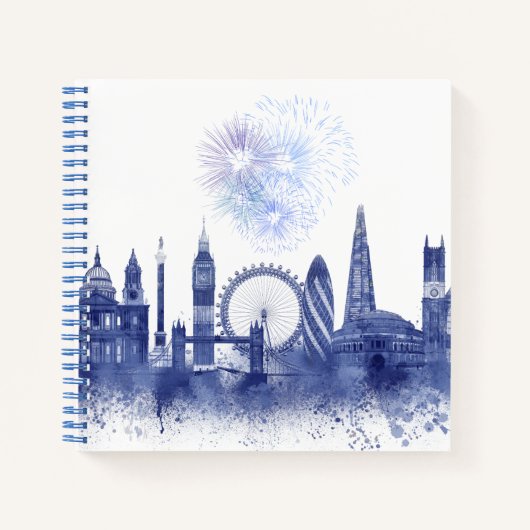 Carnet Londres Skyline - Aquarelle bleue (Devant)