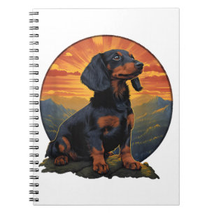 Carnet Long Haired Dachshund amoureux de animal retro vin