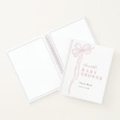 Carnet Long Pink Bow Ribbon Girl Baby Shower Guest Book (Intérieur)