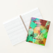 Carnet Look Patchwork Bohème Personnalisé Abstrait Vert M (Intérieur)