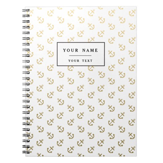 Carnet L'or ancre le motif blanc d'arrière - plan (Devant)