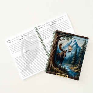 Carnet L'orignal au bord d'un paisible ruisseau de montag