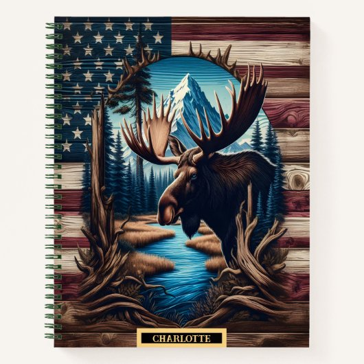 Carnet L'orignal majestueux regarde à travers un cadre fo (Devant)