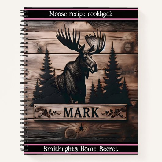 Carnet L'orignal sculpté sur bois au coucher du soleil (Devant)