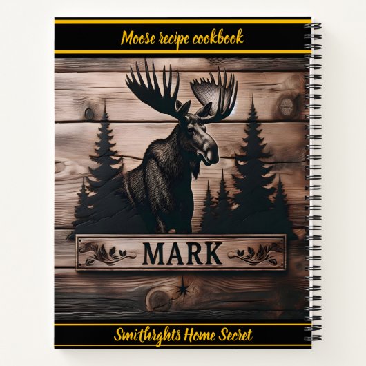 Carnet L'orignal sculpté sur bois au coucher du soleil (Dos)