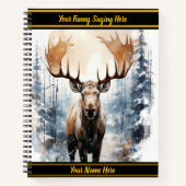 Carnet L'orignal se dresse dans une forêt enneigée (Devant)