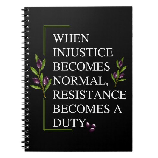 CARNET LORSQUE L'INJUSTICE DEVIENT NORMALE, LA RÉSISTANCE (Devant)
