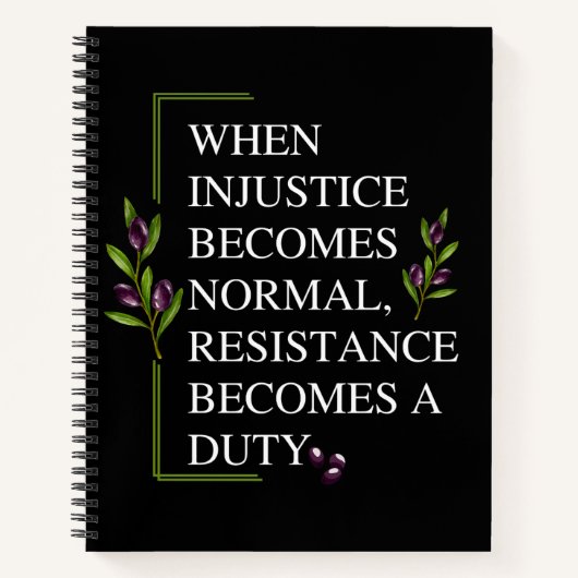 CARNET LORSQUE L'INJUSTICE DEVIENT NORMALE, LA RÉSISTANCE (Devant)