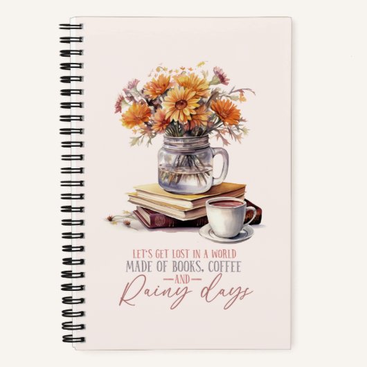 Carnet Lost - Livres, café et pluie Rustic (Recto)