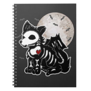 Carnet Loup Anime Emo Goth Edge Squelette Halloween Chien