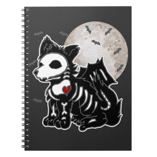 Carnet Loup Anime Emo Goth Edge Squelette Halloween Chien (Devant)
