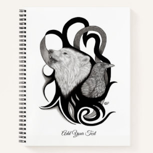 Carnet Loup blanc avec art tribal coréen