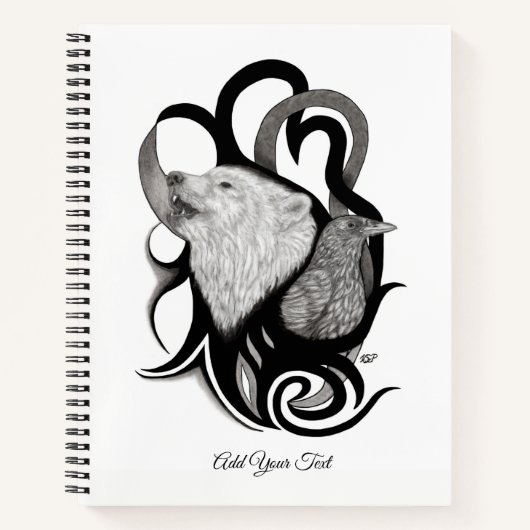 Carnet Loup blanc avec art tribal coréen (Devant)