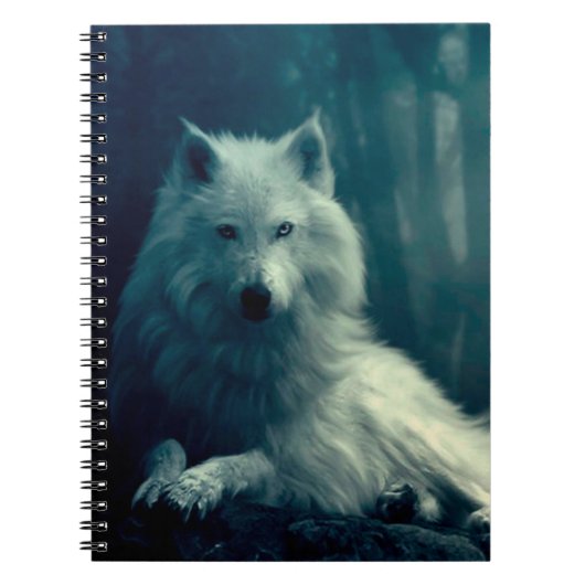 Carnet Loup blanc dans la forêt nocturne (Devant)