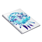 Carnet Loup blanc Dreamcatcher bleu violet Floral (Côté Droit)