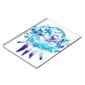 Carnet Loup blanc Dreamcatcher bleu violet Floral (Côté gauche)