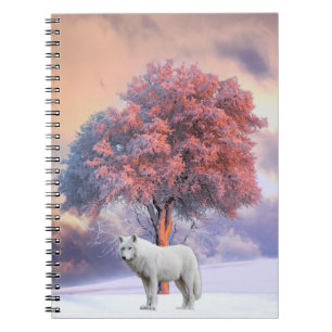 Carnet Loup blanc en hiver Ordinateur portable Spiral